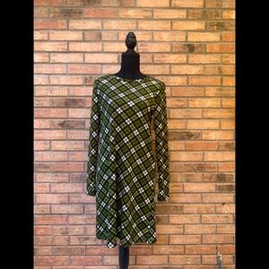 Michael Kors Long Sleeve, Green & Black Plaid Dress (M)